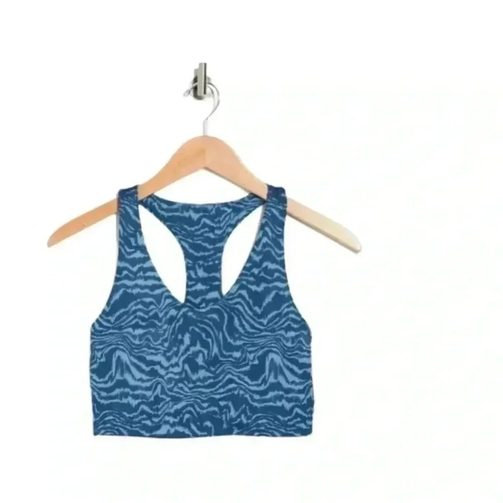NWT Z by Zellla Wiress Racerback Sports Bra Blue Animal Print size Small
